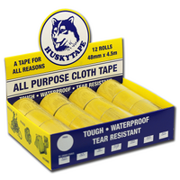 Husky Tape 12x Pack 105 Yellow Cloth Tape Display 48mm x 4.5m