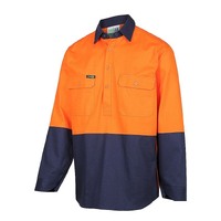 WORKIT Hi-Vis 2 Tone Closed Front Dual Weight Welders Shirt