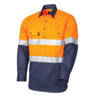 TRU Workwear Regular Weight Hi-Vis Cotton Closed Front Shirt with 3M Tape