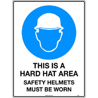 This is a Hard Hat Area Safety Helmets Must be Worn Mining Safety Sign 450x300mm Metal