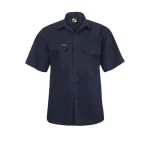 Lightweight Short Sleeve Cotton Drill Shirt - Navy
