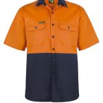 Lightweight Hi Vis Short Sleeve Vented Cotton Drill Shirt