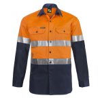 Lightweight Hi Vis Long Sleeve Vented Cotton Drill Reflective Shirt