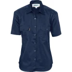 Lightweight Short Sleeve Cotton Drill Shirt - Navy (Ladies)