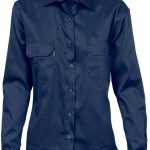 Lightweight Long Sleeve Cotton Drill Shirt - Navy (Ladies)
