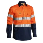 Hi-Vis Taped Closed Front Cotton Drill Shirt Long Sleeve (Mens)